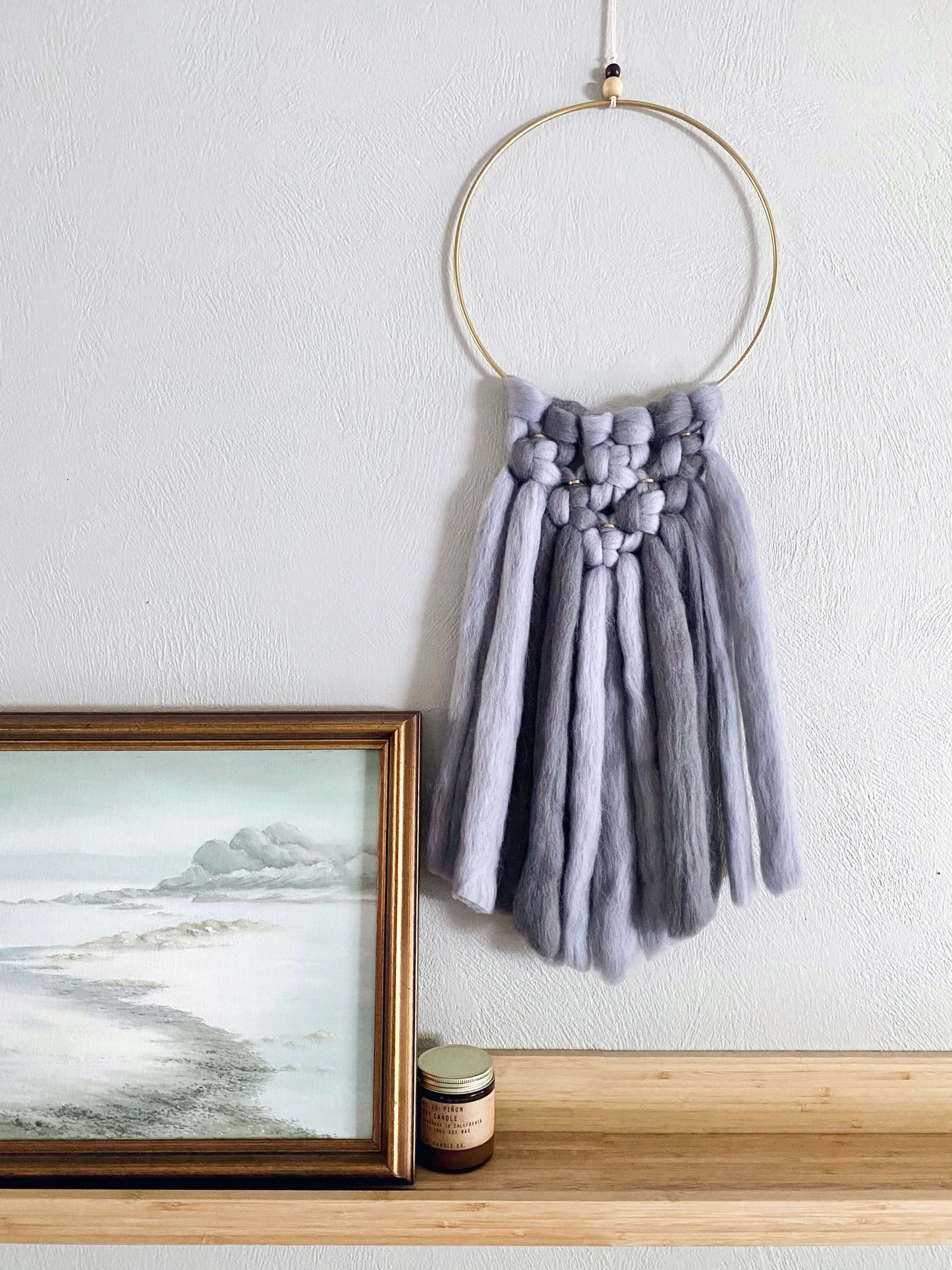 Modern Fiber Art Wall Hanging on Hoop
