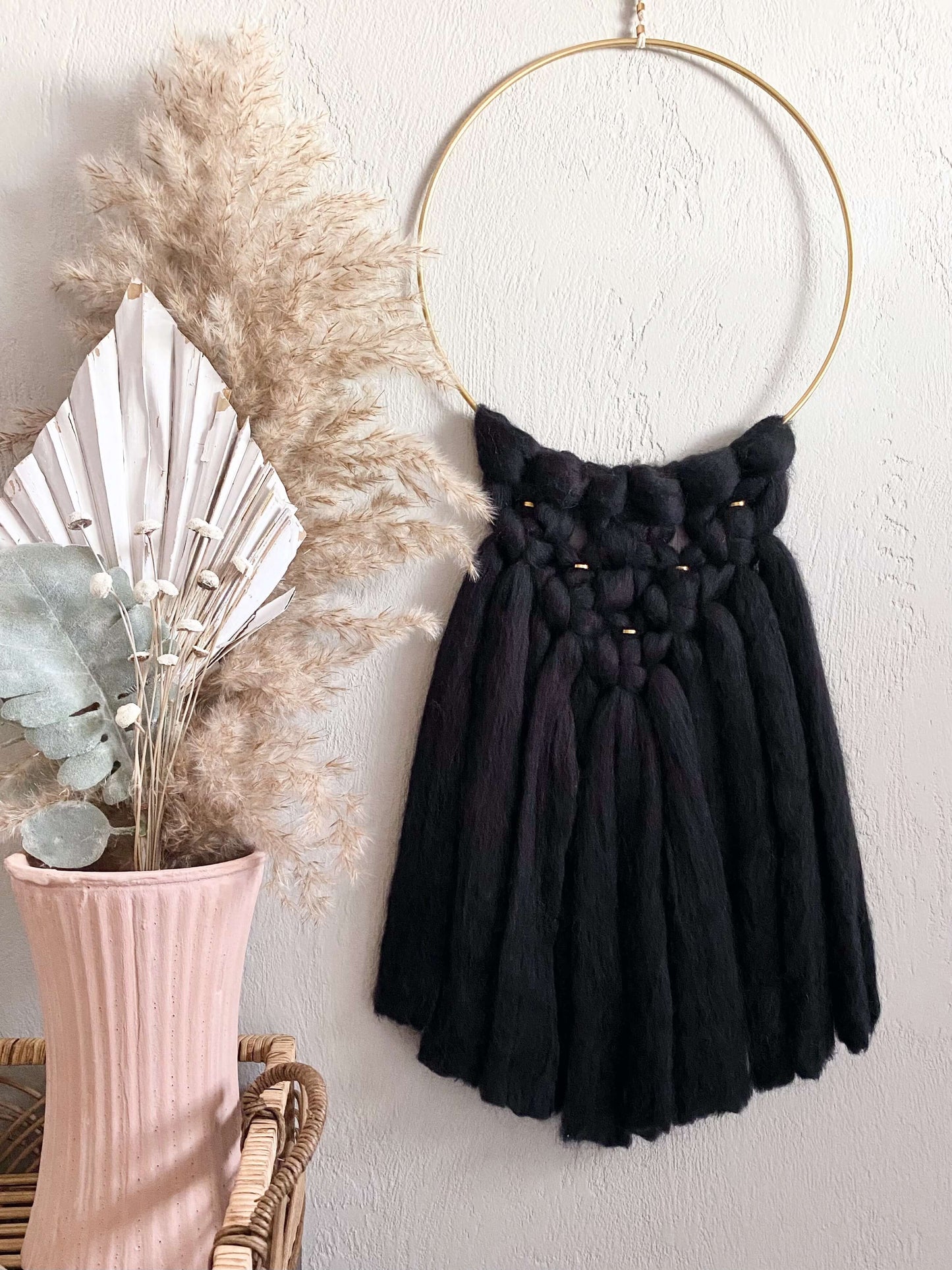 Modern Fiber Art Wall Hanging on Hoop