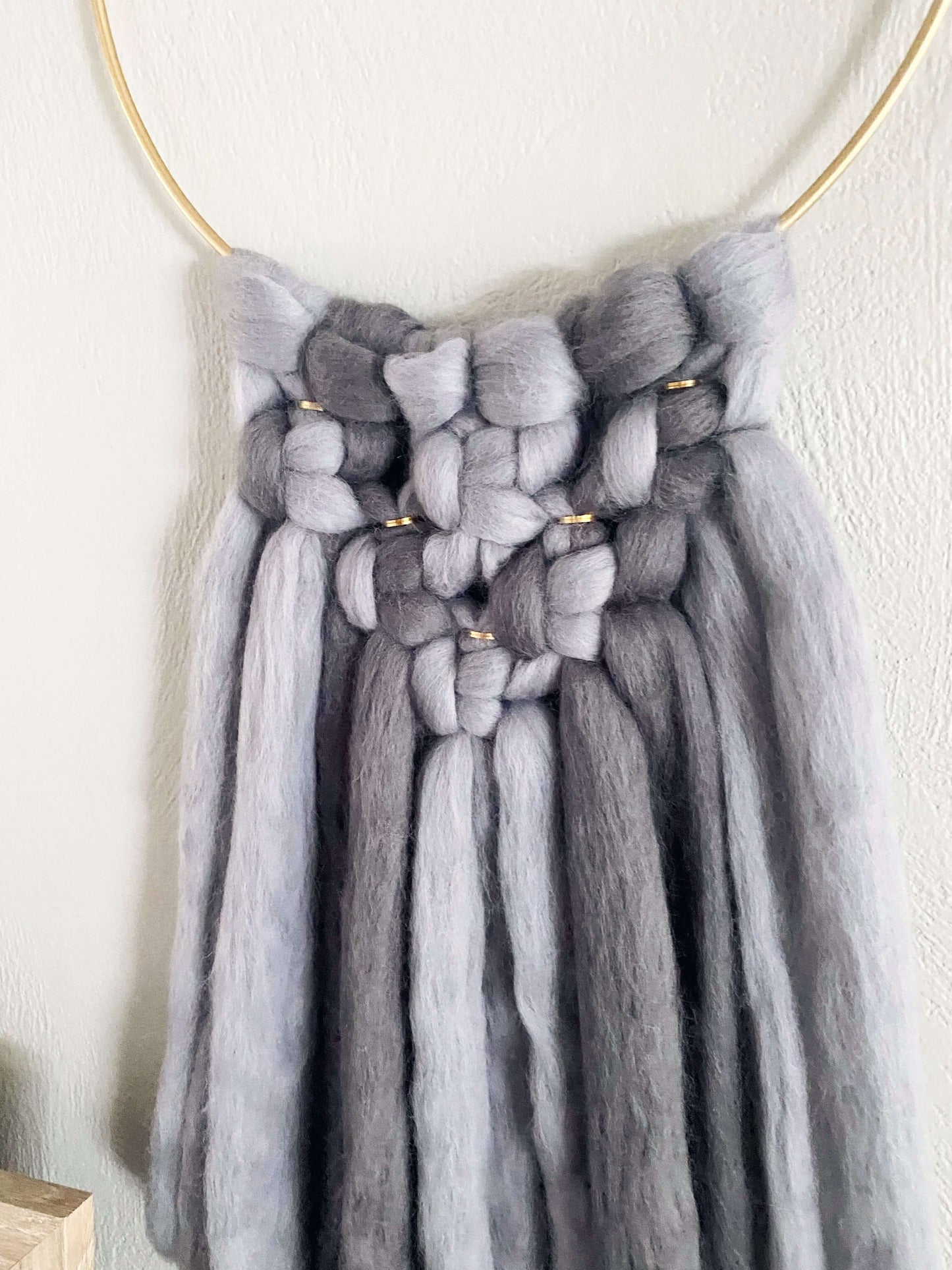 Modern Fiber Art Wall Hanging on Hoop