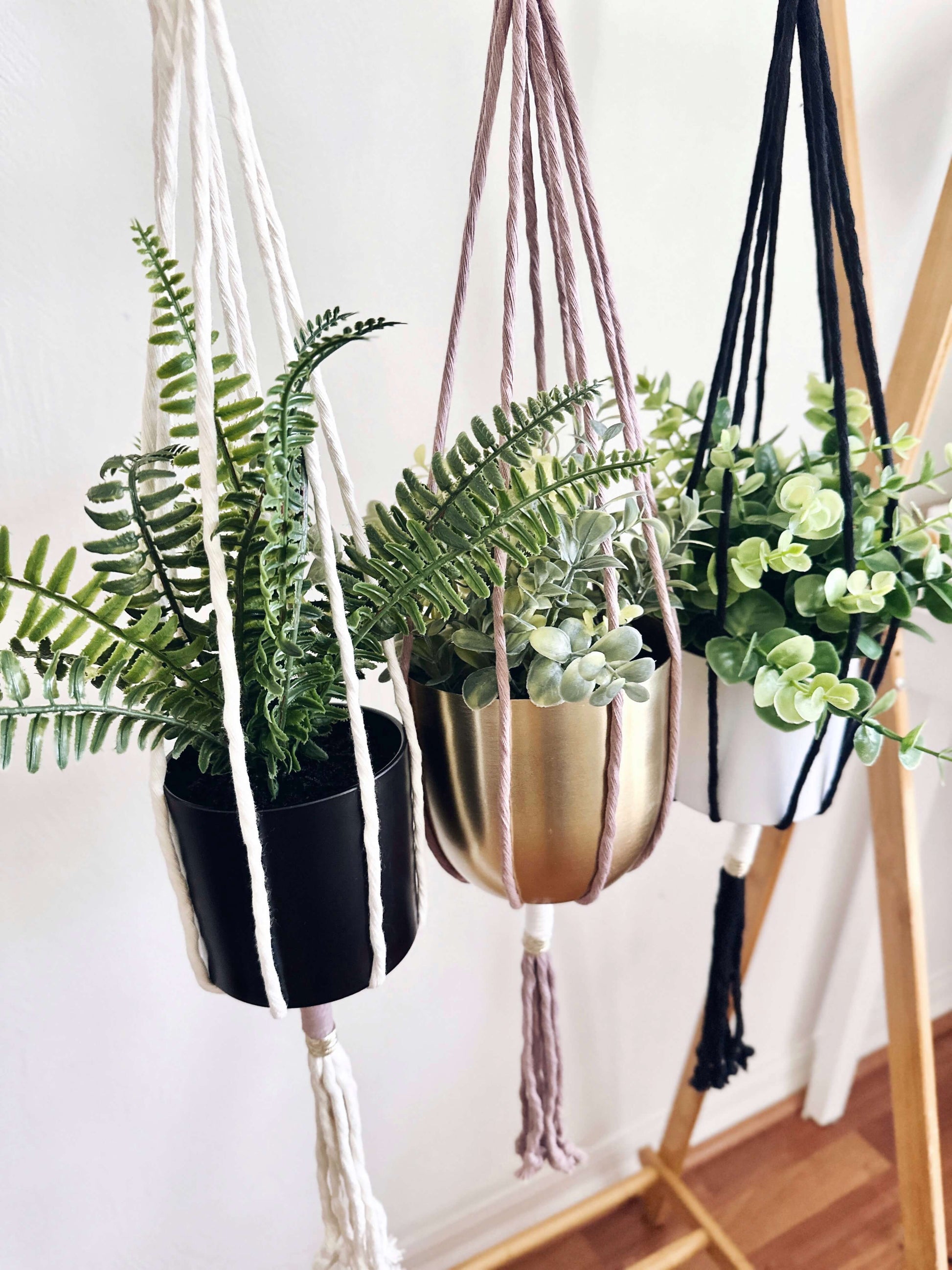 macrame hanging pot plants Cassidy Metallic Macrame Plant Hanger – Manifold Witness