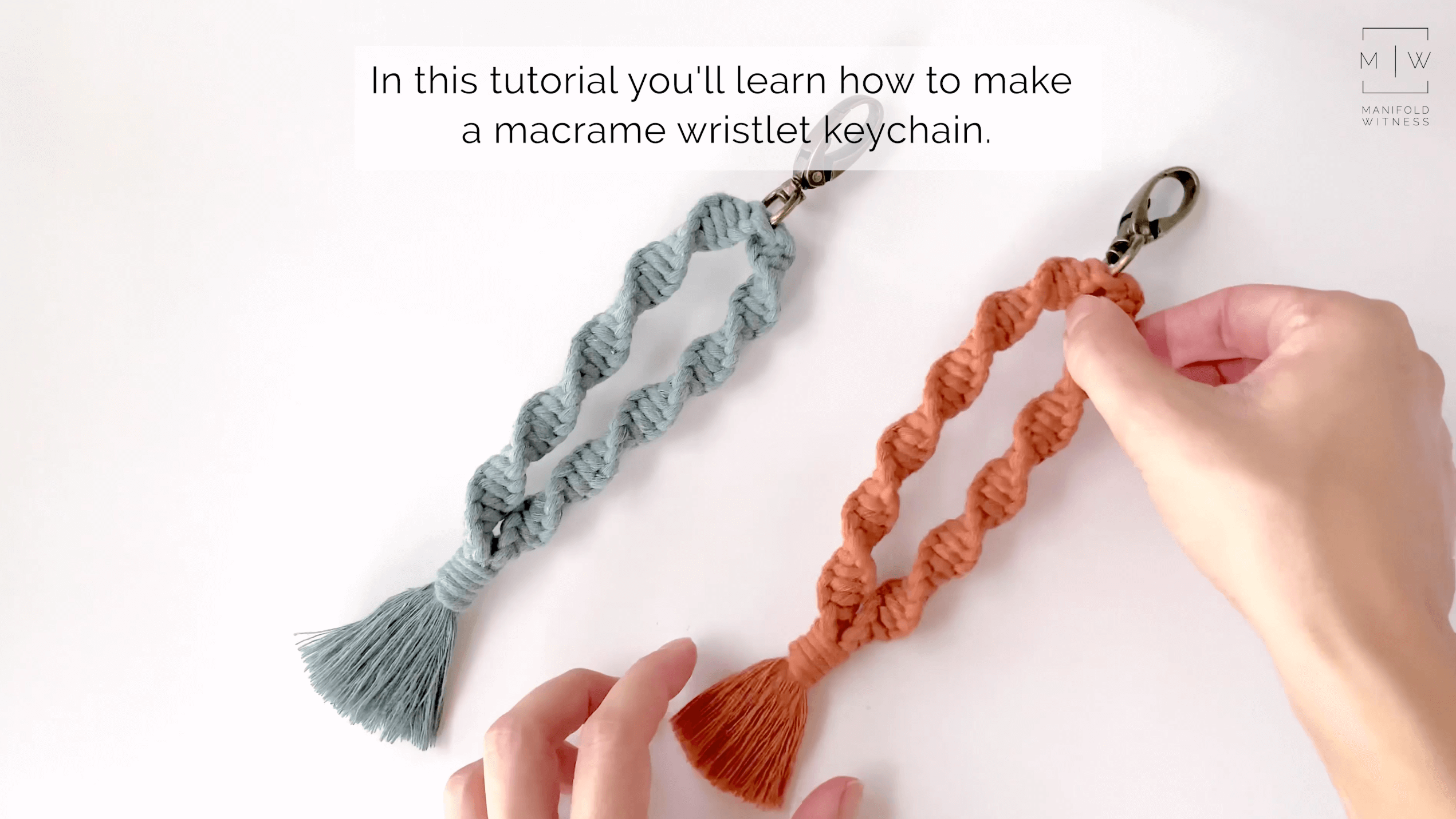 Load video: Step-by-step tutorial for making a macrame wristlet keychain