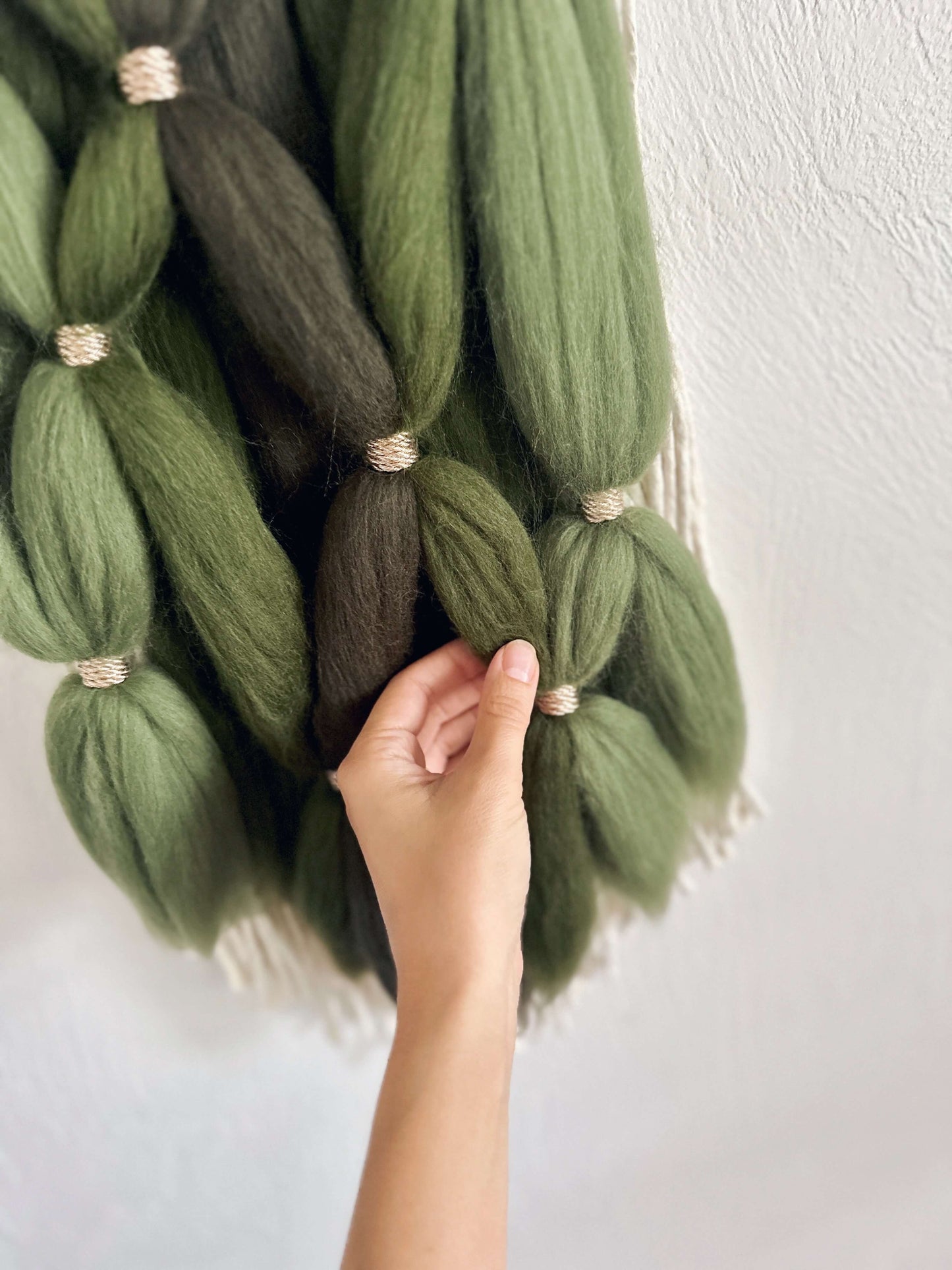 Merino and Macrame Wall Hanging in Forest