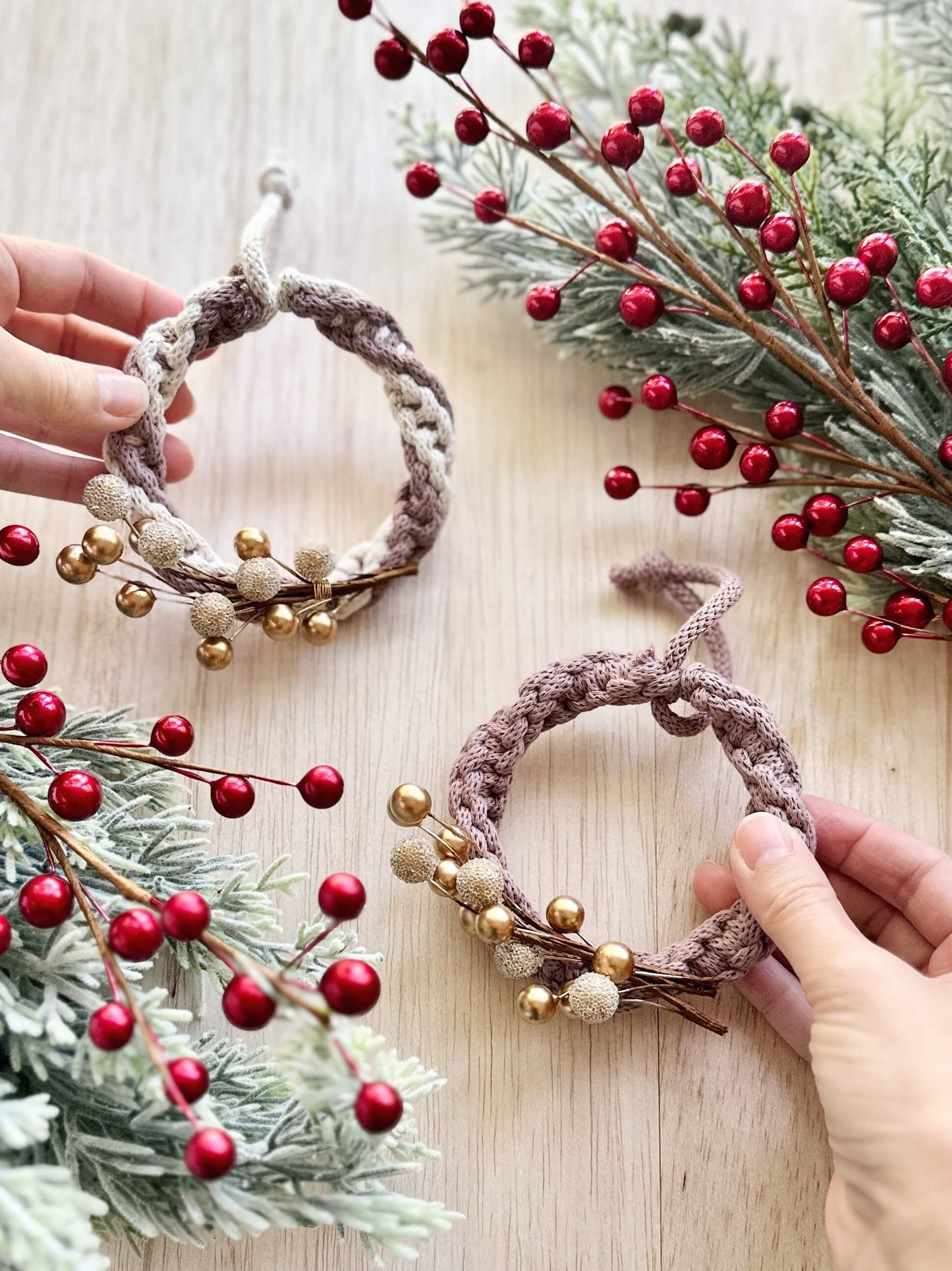 DIY Macrame Kit | Mini Wreath Christmas Ornaments
