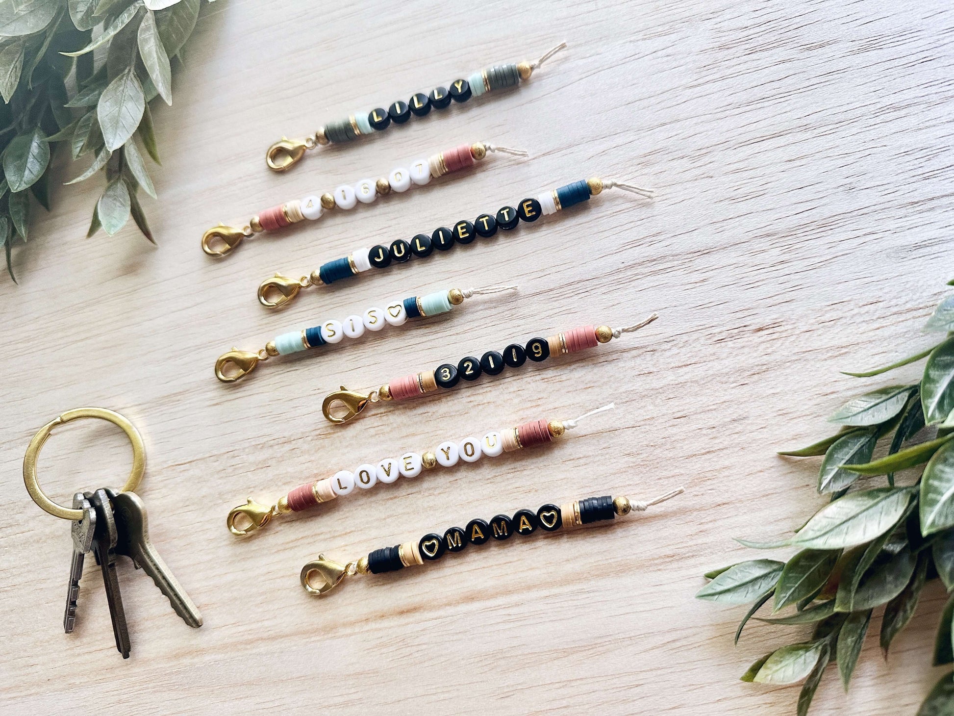 Personalized Letter Bead Keychain