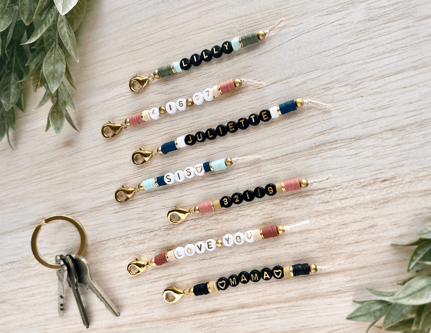 Personalized Letter Bead Keychain